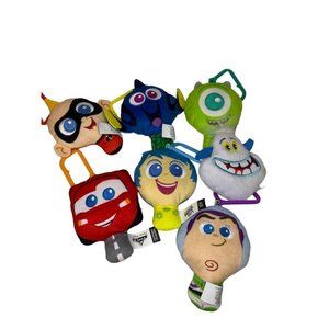 Lot of 7 Plush Bag Clips Assorted Toy Story Inside Out Cars Dory